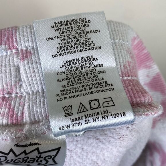 Nickelodeon Rugrats Y2k Style Pink & White Graphic Tie Dye Sweatpant Joggers - Picture 5 of 5